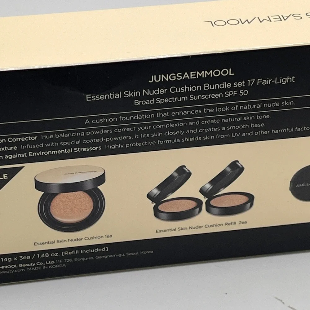 Jung Saem Mool Essential Skin Nuder Cushion Bundle 17 Fair-Light SPF 50‎ 3pc Set